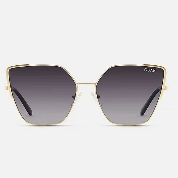 Quay Australia-NWOT "Srsly" Polarized Gold and Black Metal Sunglasses - Picture 1 of 17